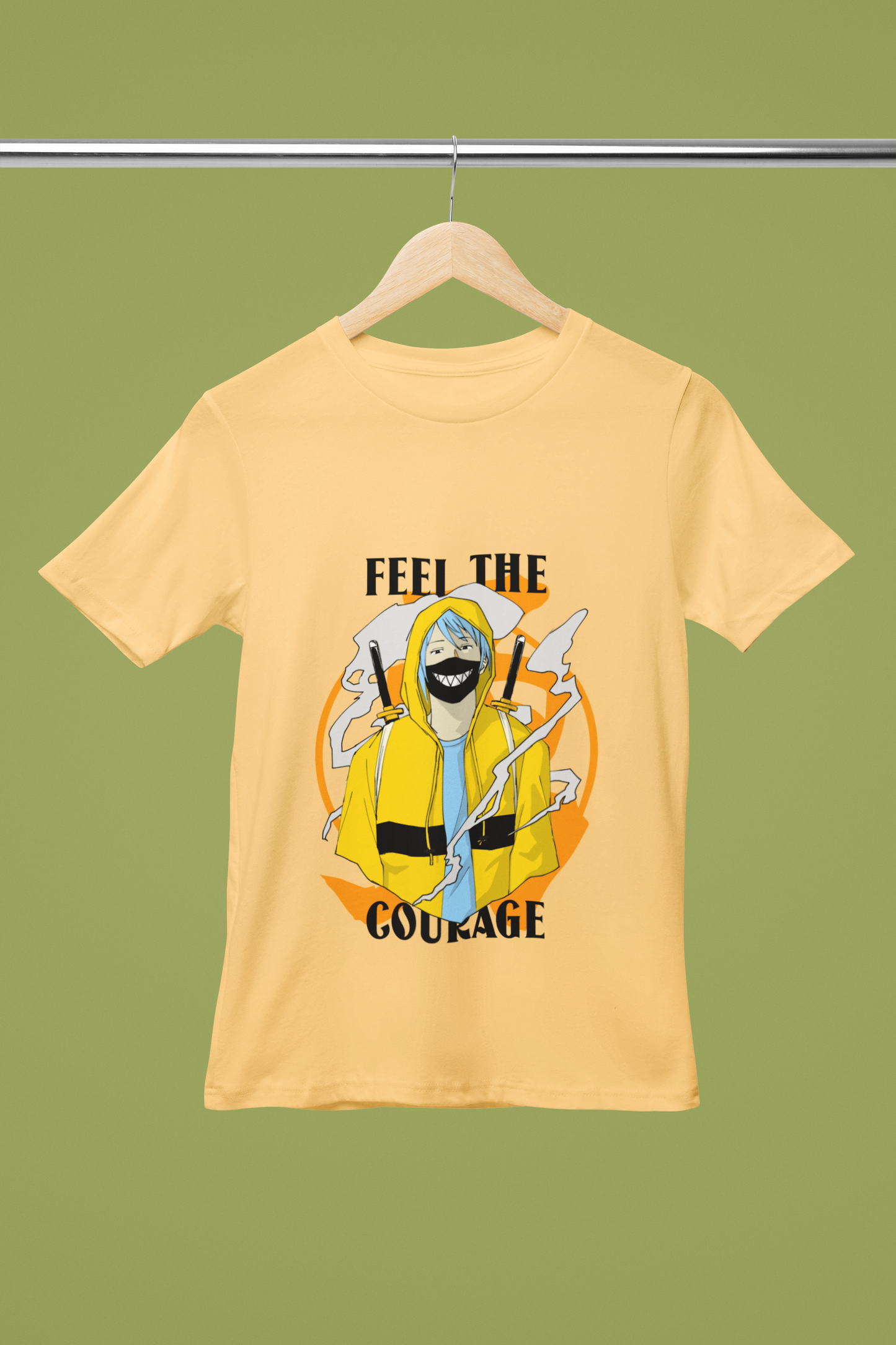 Unisex Feel the Courage Graphic Printed Round Neck Cotton T Shirt