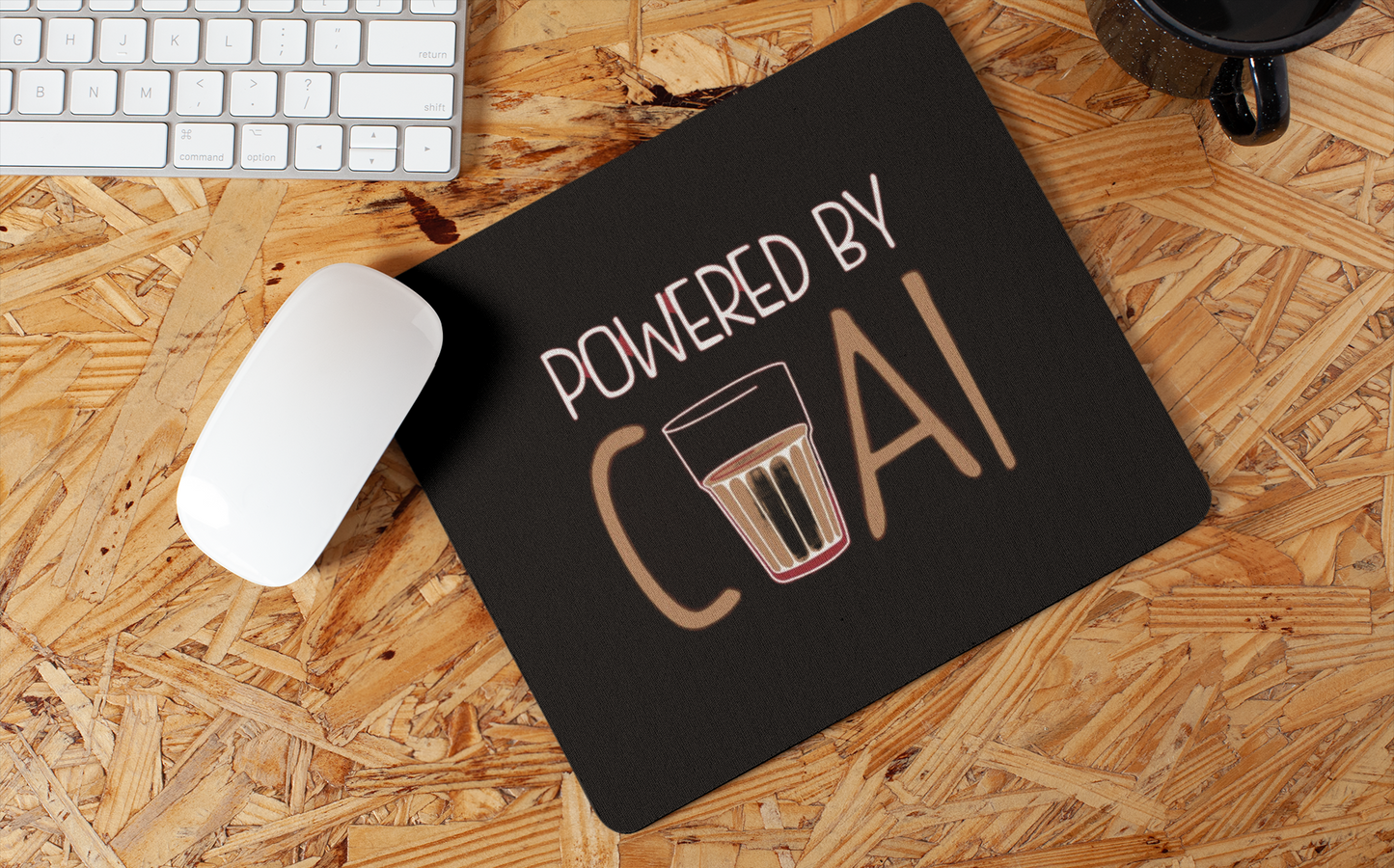 Powered by chai black mouse pad