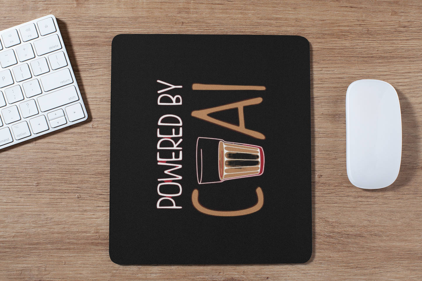 Powered by chai black mouse pad