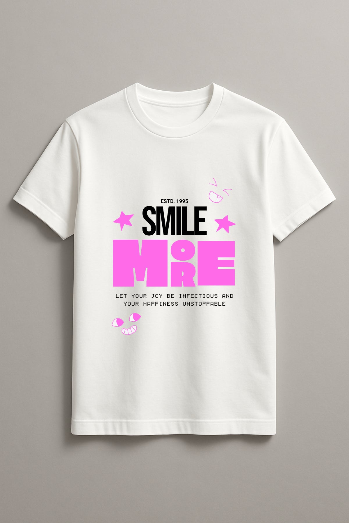 Smile More Graphic Tee Round Neck Cotton