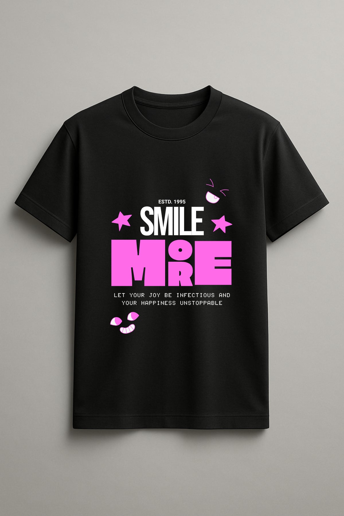 Smile More Graphic Tee Round Neck Cotton