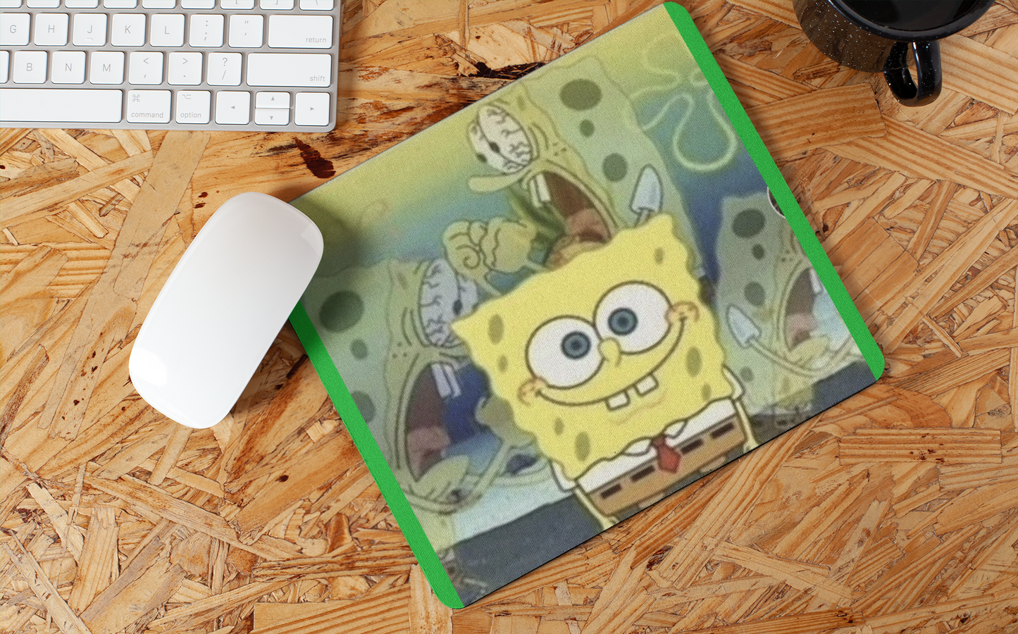 Tensed sponge bob mouse pad