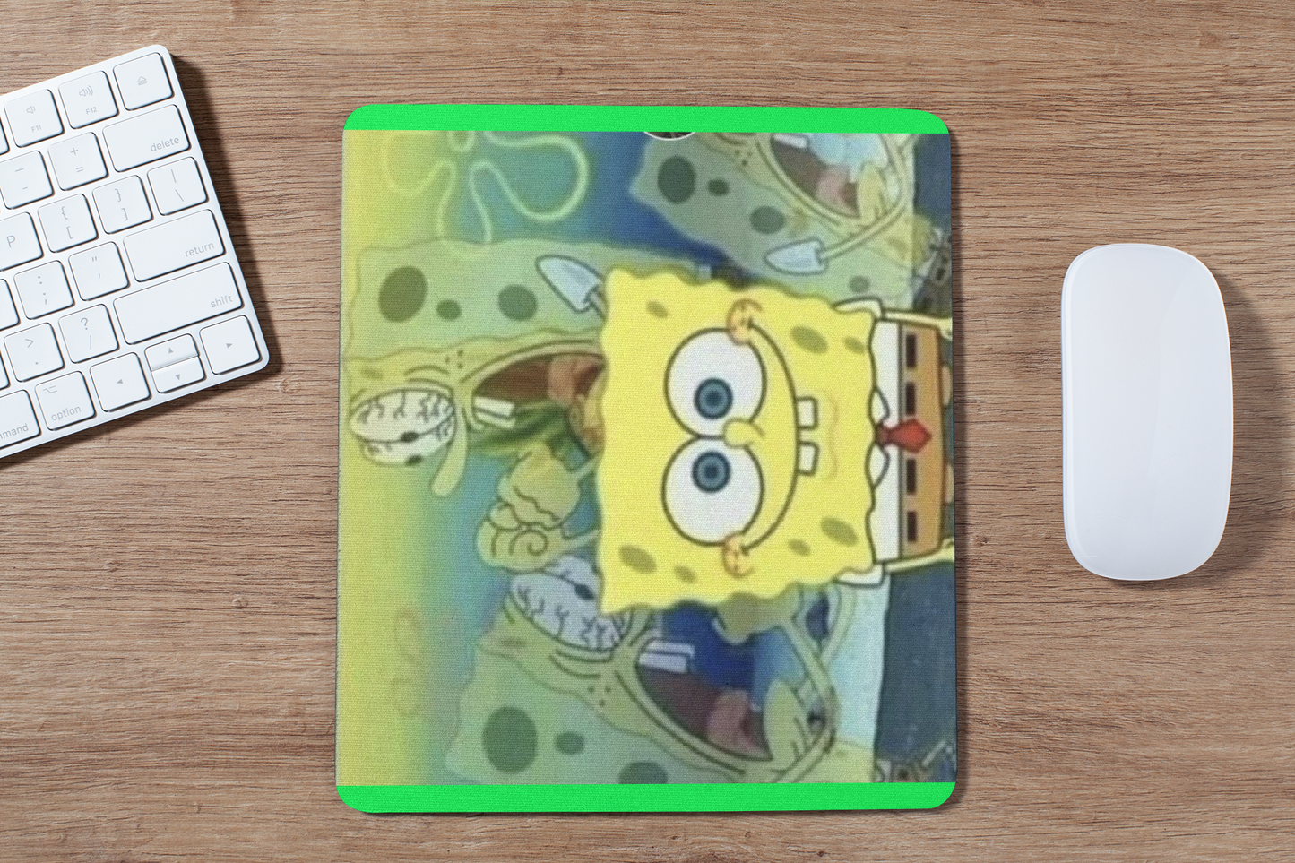 Tensed sponge bob mouse pad