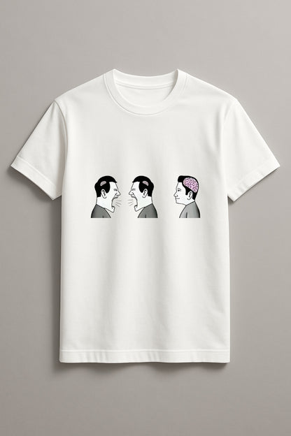 Unisex Two Brainless One Brain Graphic Printed Round Neck Cotton T Shirt