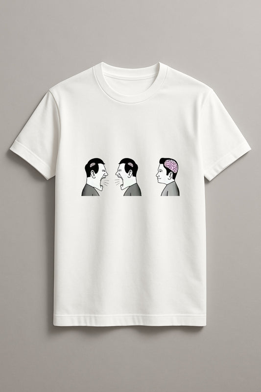 Unisex Two Brainless One Brain Graphic Printed Round Neck Cotton T Shirt