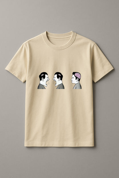 Unisex Two Brainless One Brain Graphic Printed Round Neck Cotton T Shirt