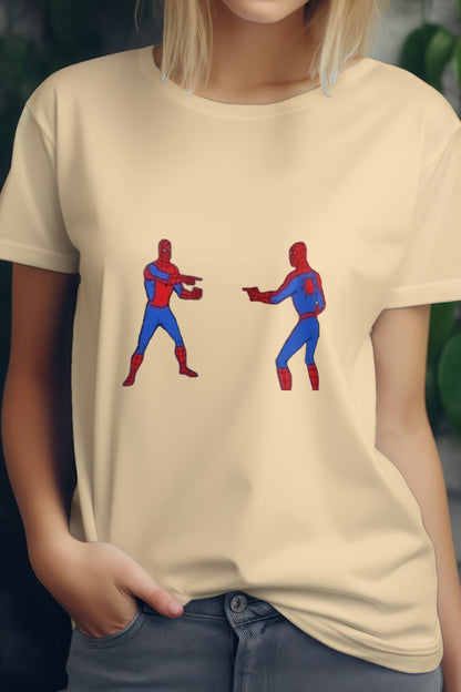Unisex Double Spiderman Graphic Printed Round Neck Cotton T Shirt