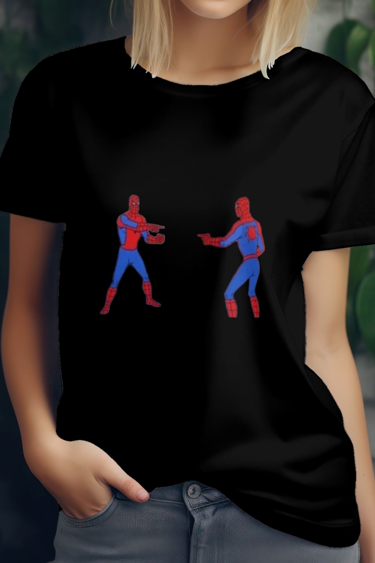 Unisex Double Spiderman Graphic Printed Round Neck Cotton T Shirt