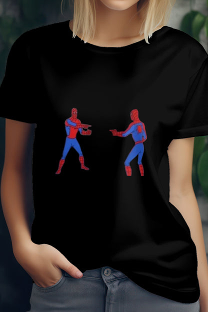 Unisex Double Spiderman Graphic Printed Round Neck Cotton T Shirt