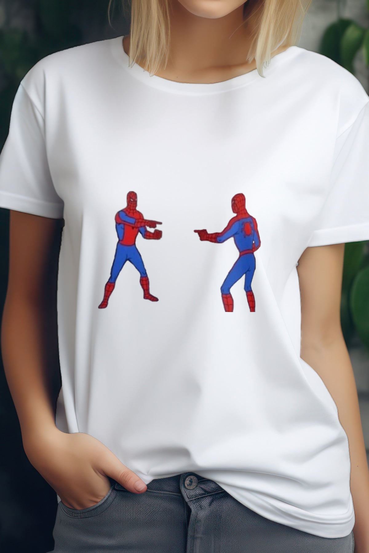 Unisex Double Spiderman Graphic Printed Round Neck Cotton T Shirt