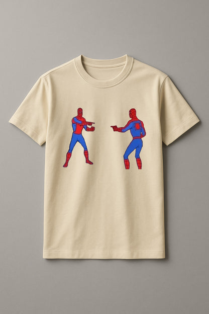 Unisex Double Spiderman Graphic Printed Round Neck Cotton T Shirt