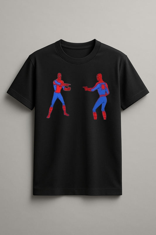 Unisex Double Spiderman Graphic Printed Round Neck Cotton T Shirt