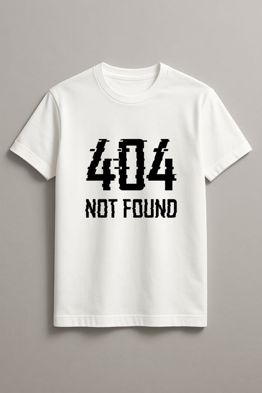 Unisex 404 Error Graphic Printed Round Neck Cotton T Shirt
