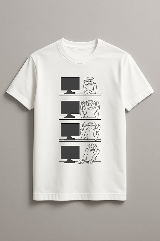Unisex Computer Guy Graphic Printed Round Neck Cotton T Shirt