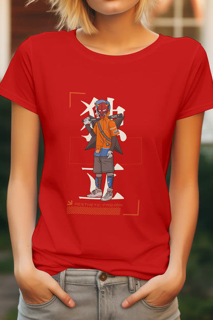 Unisex Aesthetic Fashion Graphic Printed Round Neck Cotton T Shirt