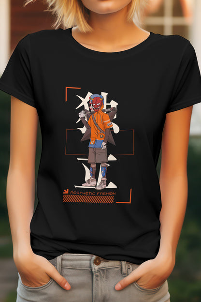Unisex Aesthetic Fashion Graphic Printed Round Neck Cotton T Shirt