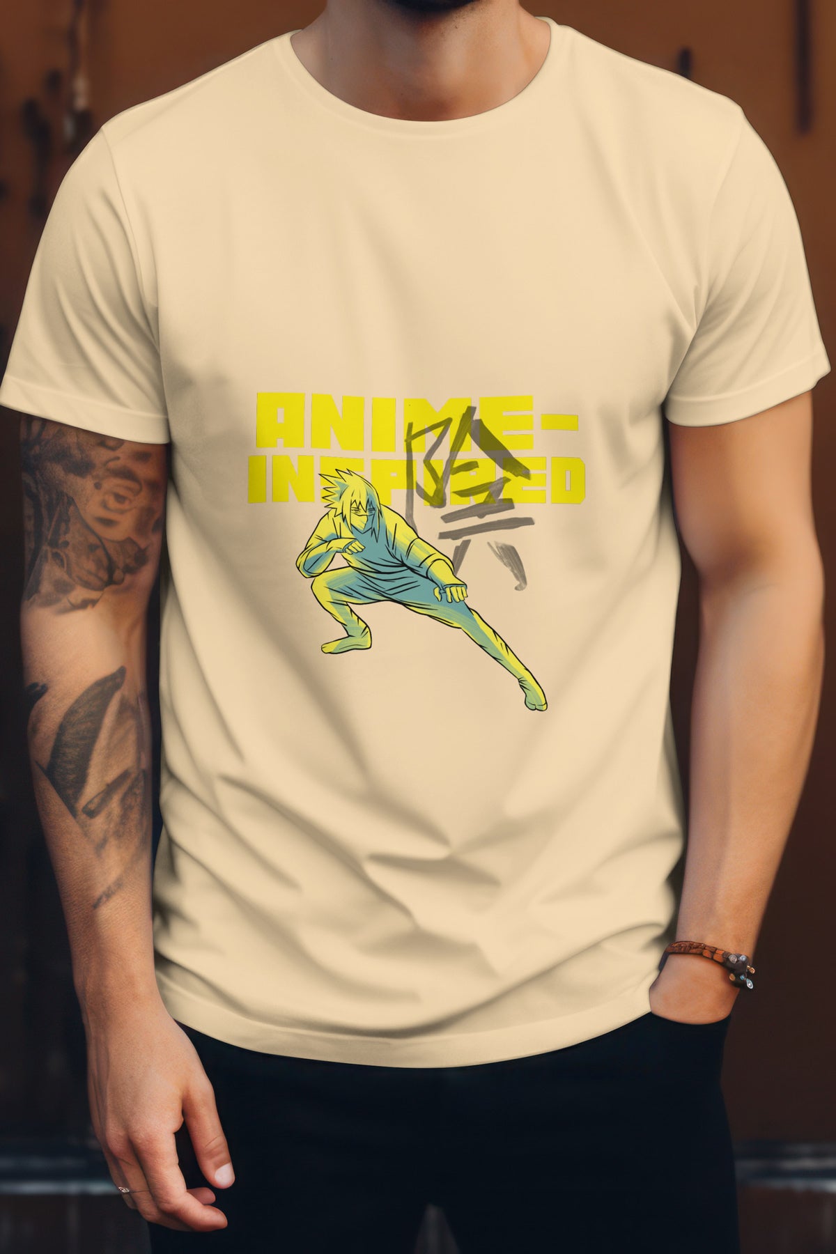Unisex Anime Inspired Graphic Printed Round Neck Cotton T Shirt