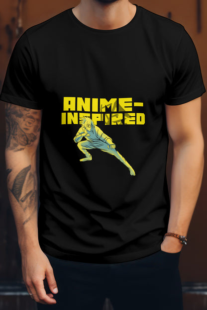 Unisex Anime Inspired Graphic Printed Round Neck Cotton T Shirt