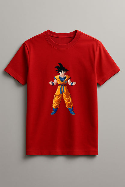 Unisex Determined Goku Graphic Printed Round Neck Cotton T Shirt
