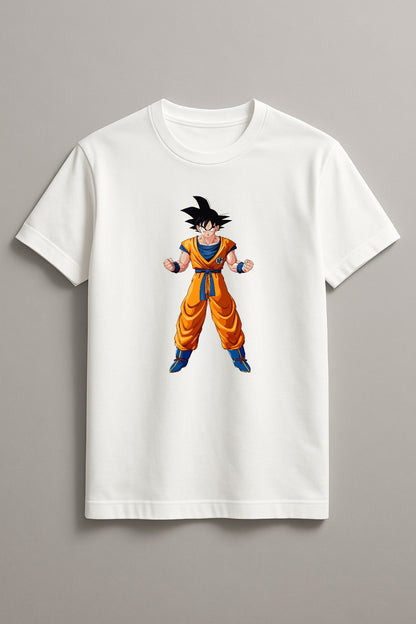 Unisex Determined Goku Graphic Printed Round Neck Cotton T Shirt