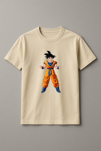 Unisex Determined Goku Graphic Printed Round Neck Cotton T Shirt