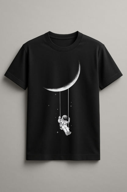 Unisex Astronaut Graphic Printed Round Neck Cotton T Shirt