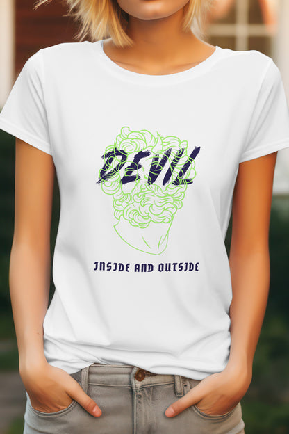Unisex Devil Inside Graphic Printed Round Neck Cotton T Shirt