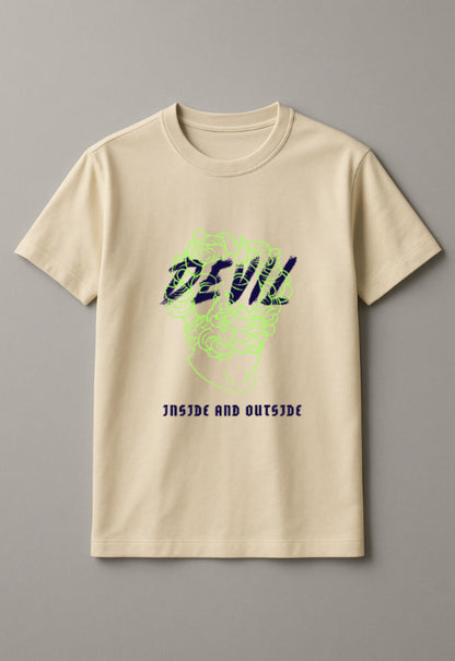 Unisex Devil Inside Graphic Printed Round Neck Cotton T Shirt