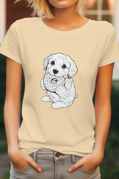 Unisex Cute Puppy Graphic Printed Cotton T-Shirt