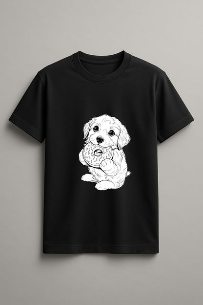 Unisex Cute Puppy Graphic Printed Cotton T-Shirt