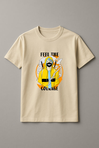 Unisex Feel the Courage Graphic Printed Round Neck Cotton T Shirt
