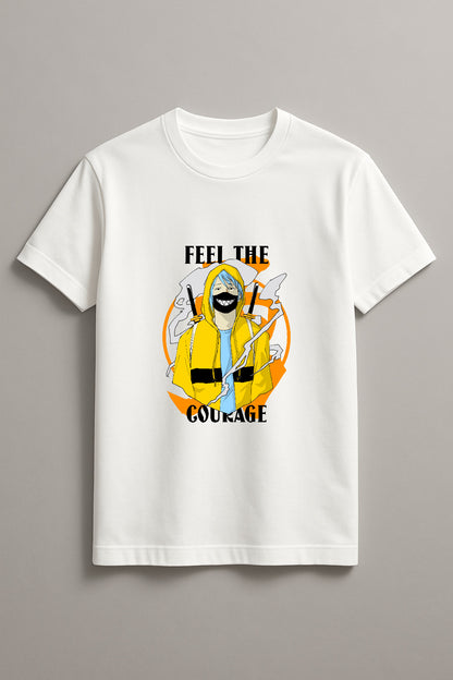 Unisex Feel the Courage Graphic Printed Round Neck Cotton T Shirt