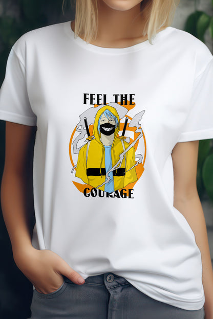 Unisex Feel the Courage Graphic Printed Round Neck Cotton T Shirt