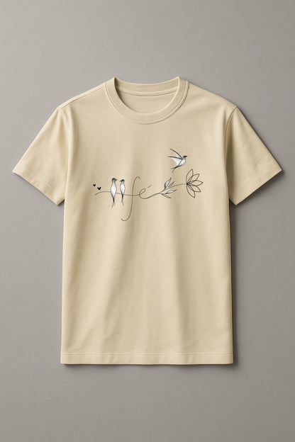 Women's Bird Life Graphic Tee Cotton Round Neck