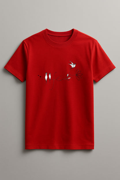 Women's Bird Life Graphic Tee Cotton Round Neck