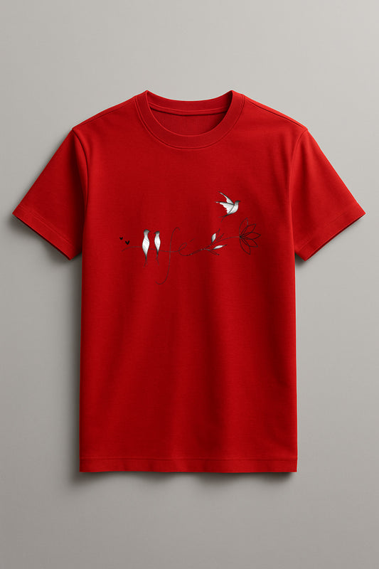 Women's Bird Life Graphic Tee Cotton Round Neck