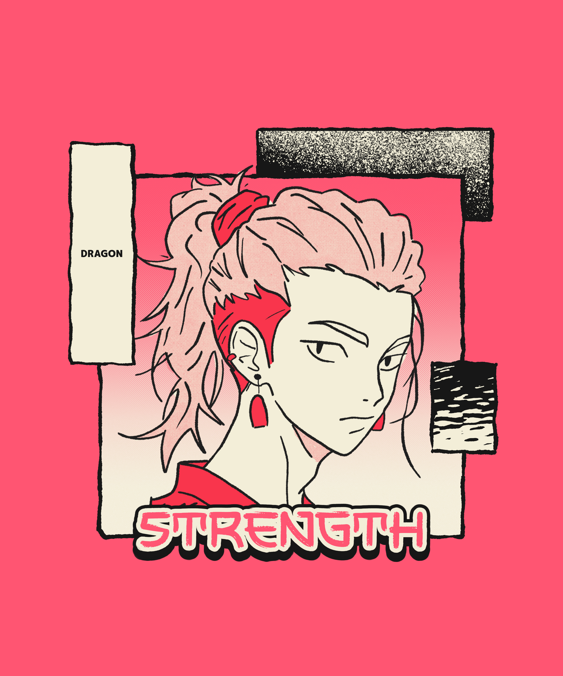 FOMO Fashions Sleeky Anime T Shirt with stylized neon anime character illustration graphic