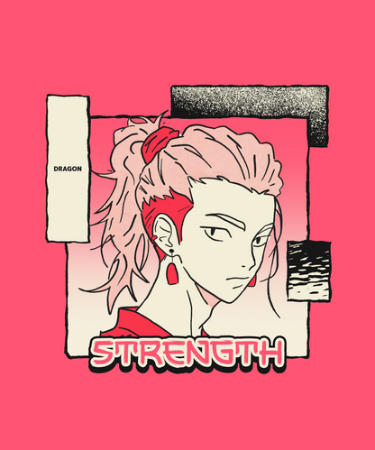 FOMO Fashions Sleeky Anime T Shirt with stylized neon anime character illustration graphic