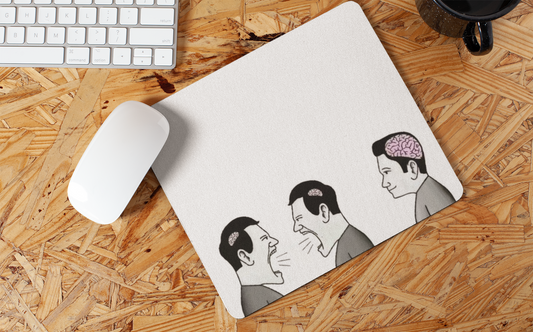 FOMO Fashions “Brainless to Brain” mouse pad variant two with motivational typography