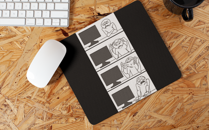 FOMO Fashions computer guy mouse pad with retro nerd illustration