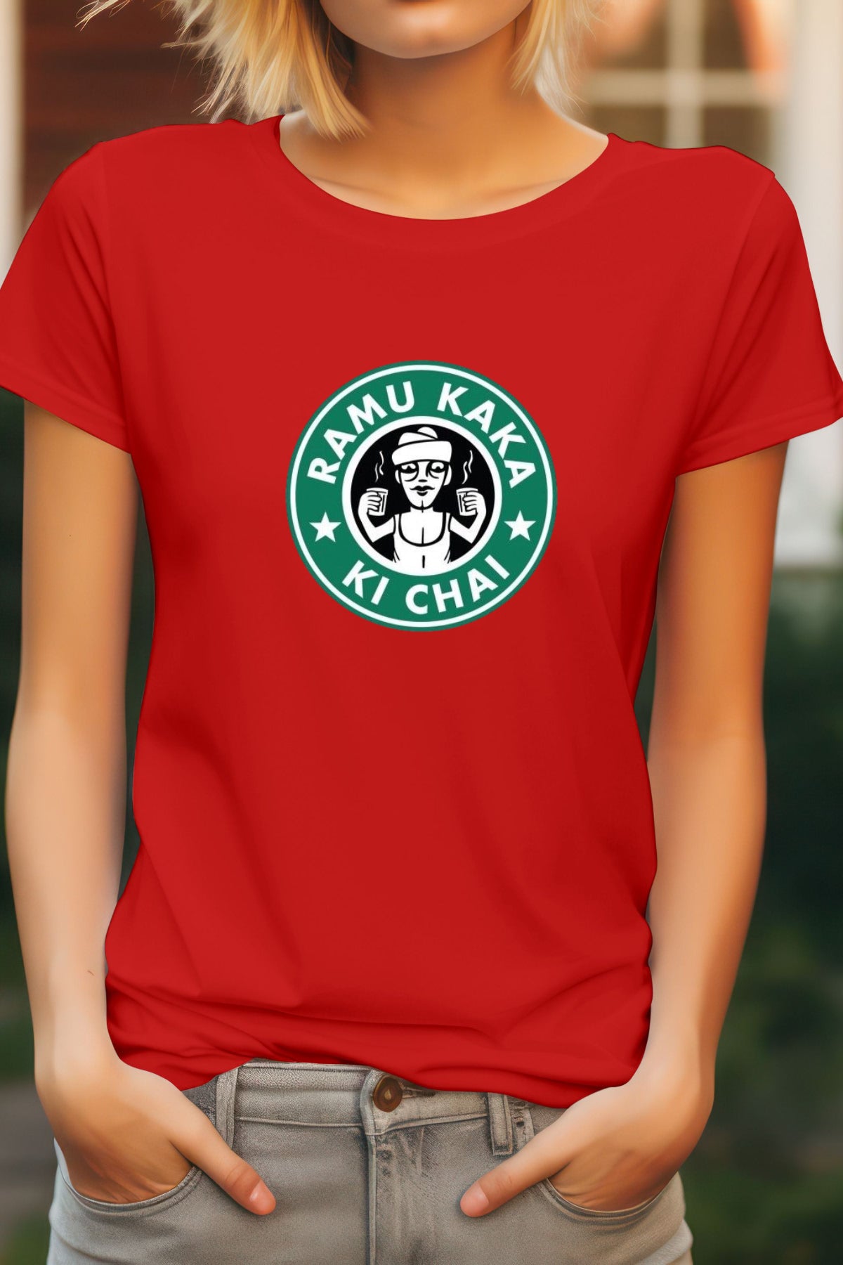 Unisex Ramu kaka ki chai Graphic Printed Round Neck Cotton T Shirt