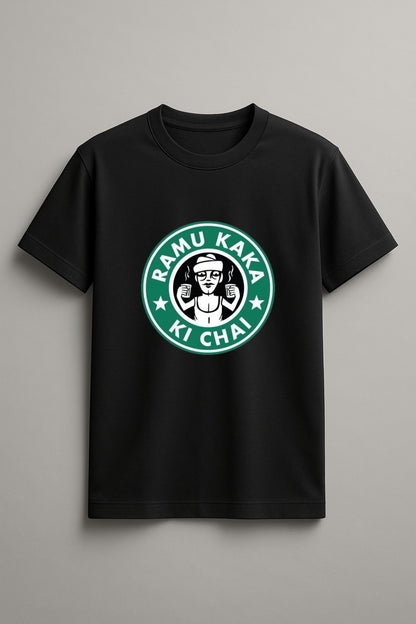 Unisex Ramu kaka ki chai Graphic Printed Round Neck Cotton T Shirt