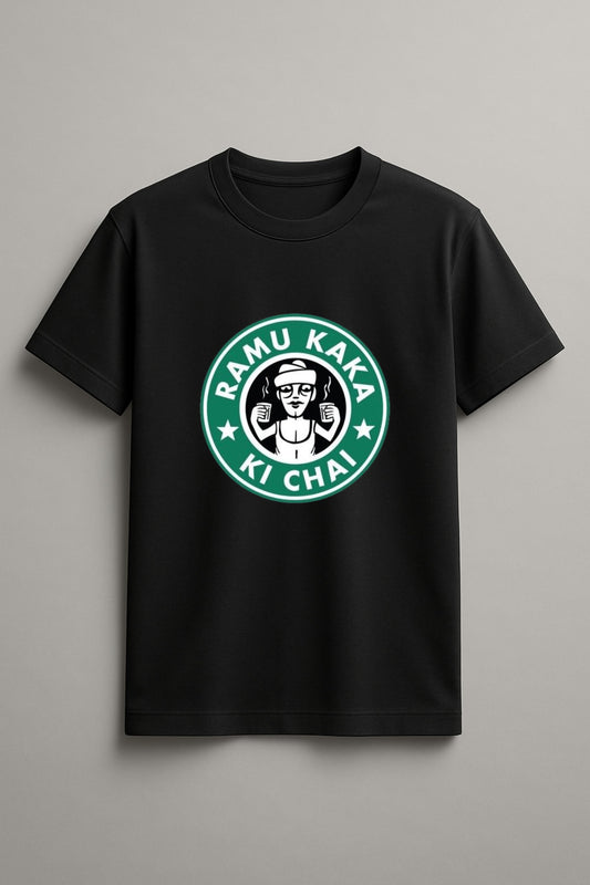 Unisex Ramu kaka ki chai Graphic Printed Round Neck Cotton T Shirt