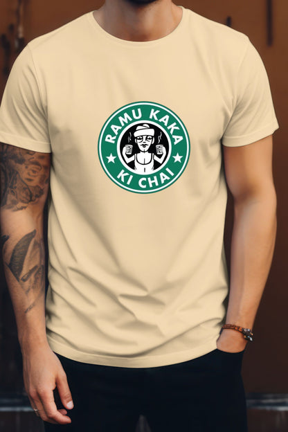 Unisex Ramu kaka ki chai Graphic Printed Round Neck Cotton T Shirt