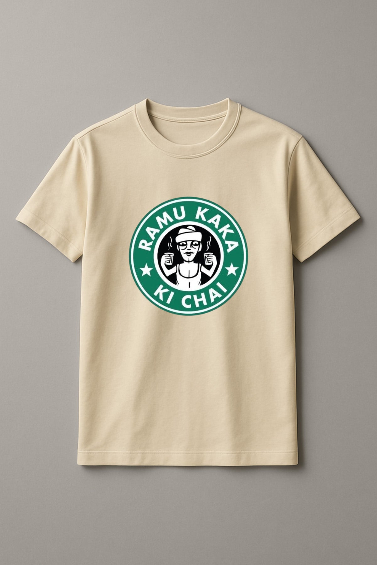 Unisex Ramu kaka ki chai Graphic Printed Round Neck Cotton T Shirt