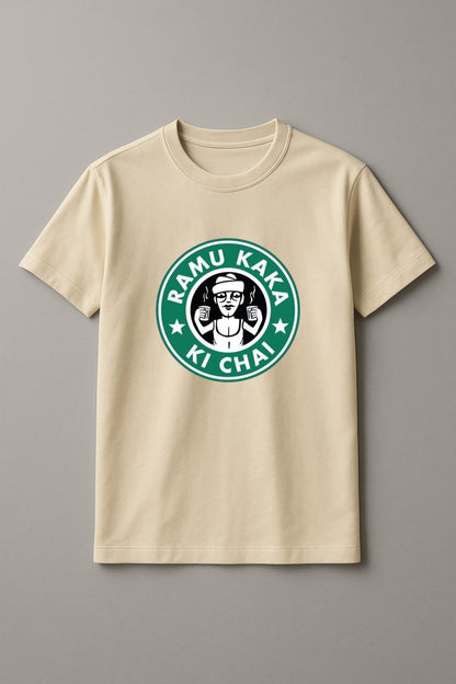 Unisex Ramu kaka ki chai Graphic Printed Round Neck Cotton T Shirt