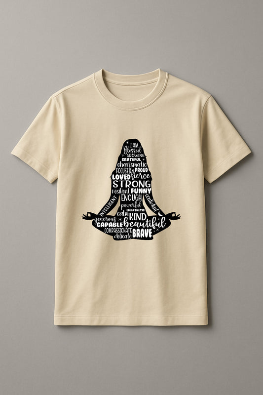 Women's Meditating Graphic Tee Relaxed Fit Cotton