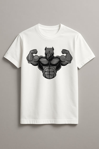 Unisex Strong pitbull Graphic Printed Round Neck Cotton T Shirt