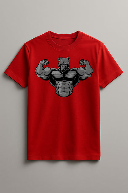 Unisex Strong pitbull Graphic Printed Round Neck Cotton T Shirt
