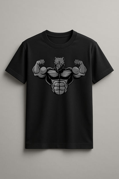 Unisex Strong pitbull Graphic Printed Round Neck Cotton T Shirt